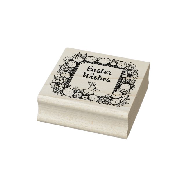Carimbo De Borracha 🐰 Felz pascoa com coelho e texto de páscoa (Carimbo)