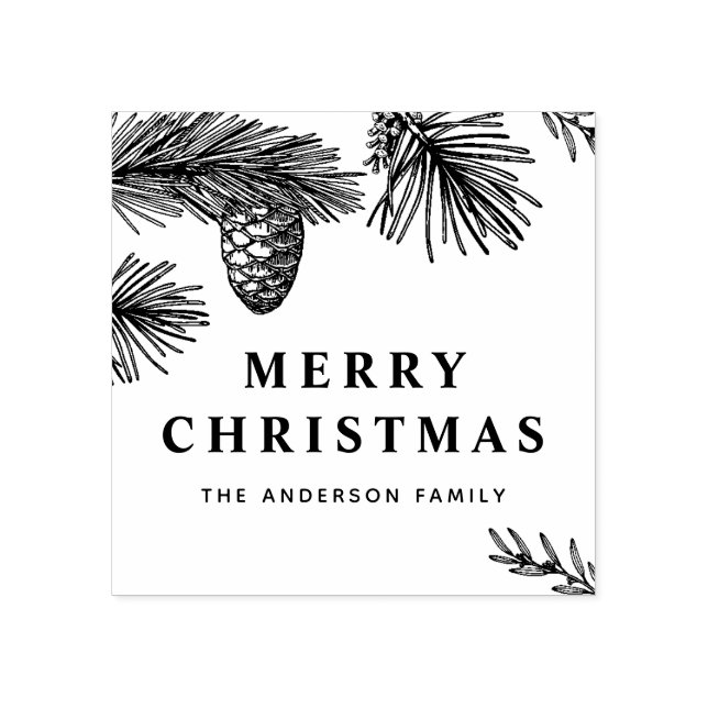 Carimbo De Borracha Feriado Botânico de Pinus Agulha e Pine Cones (Impressão)