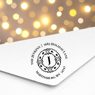 Carimbo De Borracha Feriado, Wreath Return Endereço de Borracha