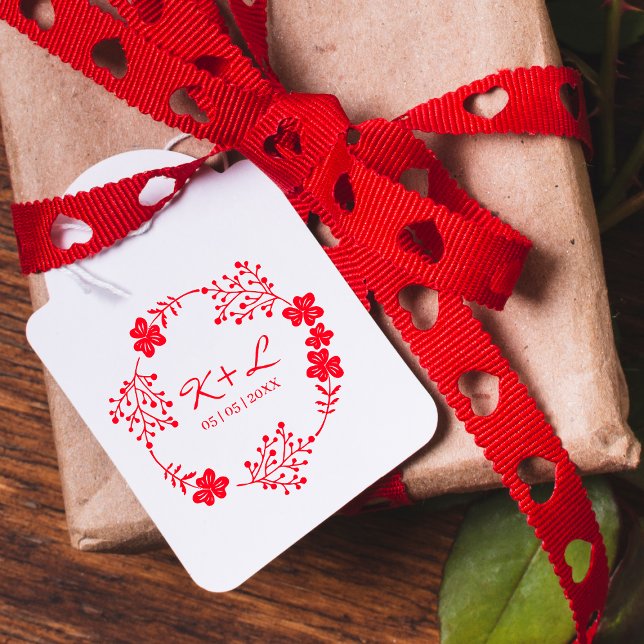 Carimbo De Borracha Ferida Floral de Casamento Botânico com Iniciais (Criador carregado)