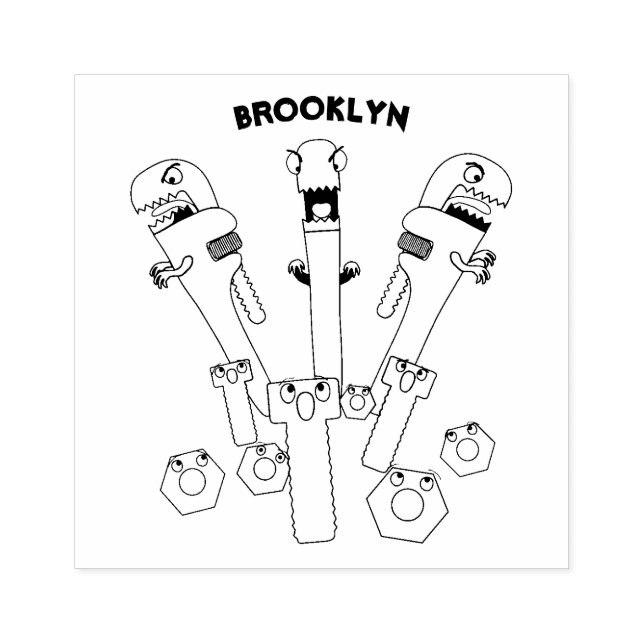 Carimbo De Borracha Ferramentas engraçadas de monstro de wrench (Impressão)