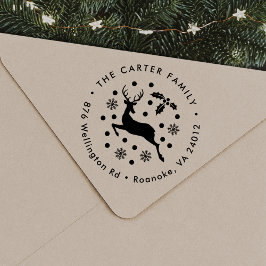 Carimbo De Borracha Festivo Snowflake Deer Return Address