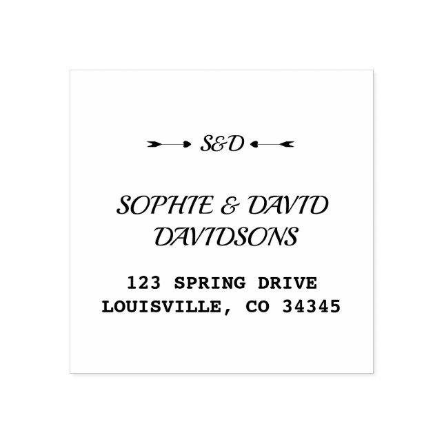 Carimbo De Borracha Filas de Endereço de Retorno Moderno Monograma (Impressão)