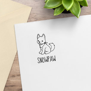 Carimbo De Borracha Filhote de Husky Branco Nome Personalizado