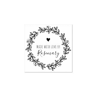 Carimbo De Borracha Fita Botânica Feita Com Amor Por