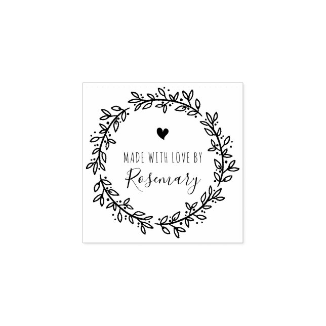 Carimbo De Borracha Fita Botânica Feita Com Amor Por (Impressão)