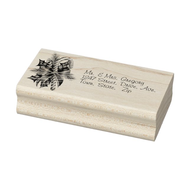 Carimbo De Borracha Fita de Cana de Açúcar de Natal com Azevinho (Carimbo)