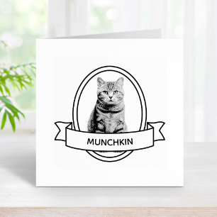 Carimbo De Borracha Fita de Nome e Foto de Gato de Pet Personalizado O