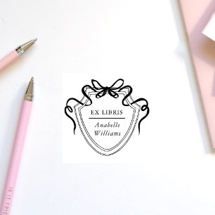 Carimbo De Borracha Fita Elegante Vintage Ex Libris Book