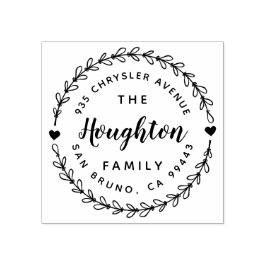 Carimbo De Borracha Fita rustica e endereço de script com letra de mão