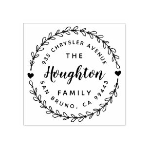 Carimbo De Borracha Fita rustica e endereço de script com letra de mão