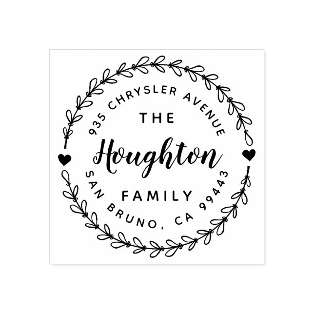 Carimbo De Borracha Fita rustica e endereço de script com letra de mão (Impressão)