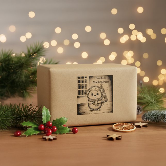 Carimbo De Borracha flauschiger igel mit weihnachtsgruß (Criador carregado)