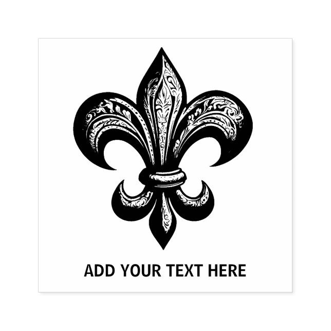 Carimbo De Borracha Fleur de Lis, Francês, Moderno e Personalizado (Impressão)