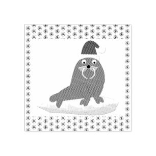 Carimbo De Borracha Flocos de neve e Walrus de Natal