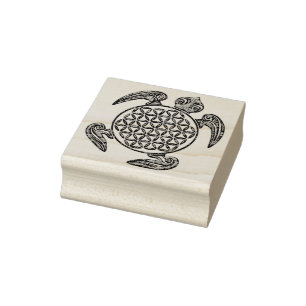 Carimbo De Borracha Flor de DES Lebens da vida/Blume - tartaruga