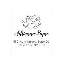 Carimbo De Borracha Flor de lótus desenhado à mão