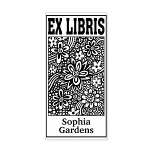 Carimbo De Borracha Floral Abstrato Ex Libris