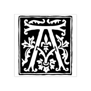 Carimbo De Borracha Floral Alphabet - Letra A Tipografia Vintage