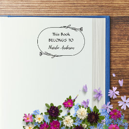 Carimbo De Borracha Floral Botânico Este Livro Pertence Ao Script