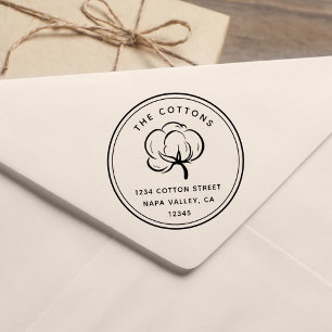 Carimbo De Borracha Floral Cotton Boll   Endereço de devolução