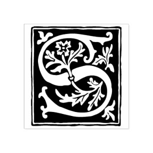 Carimbo De Borracha Floral - Letra alfabética S Tipografia Vintage