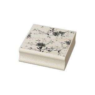 Carimbo De Borracha Flores azuis