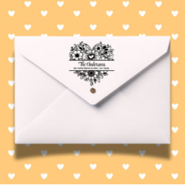 Carimbo De Borracha Flores cardíacas Dividir Tema Monograma