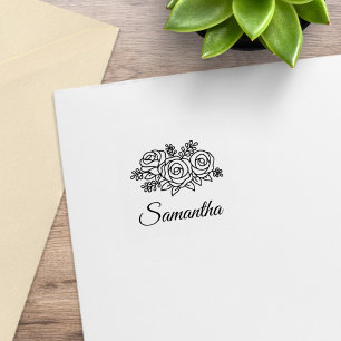 Carimbo De Borracha Flores de Rosa de Buquê de Floral Possuem Nome Per