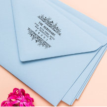 Flores Desenhadas à Mão Verde Vintage Endereço de