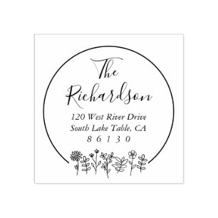 Carimbo De Borracha Flores Retorna o Esboço do Endereço de Autoimpress