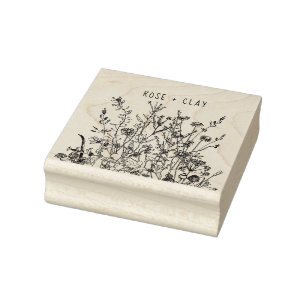 Carimbo De Borracha Flores Selvagens, Arte Floral Personalizada