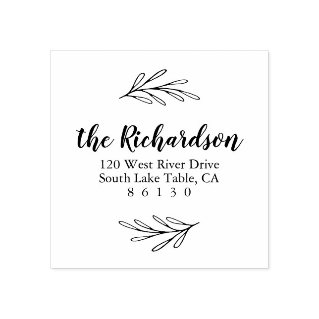 Carimbo De Borracha Folhas botânicas Retornar Endereço Autocolante (Impressão)