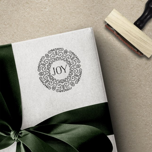 Carimbo De Borracha Folk Art Wreath | Alegria de Férias (Criador carregado)