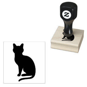 Carimbo De Borracha Forma Silhueta de Gato Sentado Simples