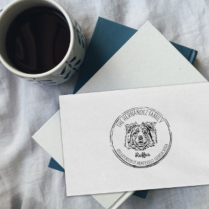 Carimbo De Borracha Foto personalizada do cão com endereço de devoluçã