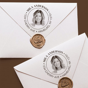 Carimbo De Borracha Foto personalizada, nome e endereço de devolução d