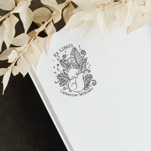 Carimbo De Borracha Fox Botânica Cuta, Biblioteca Ex Libris