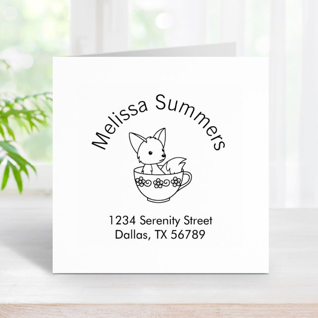 Carimbo De Borracha Fox em um endereço de Arco Teacup (Criador carregado)