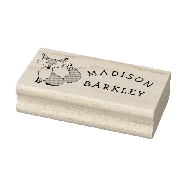 Carimbo De Borracha Fox Kid's Cute Woodland Name (Carimbo)