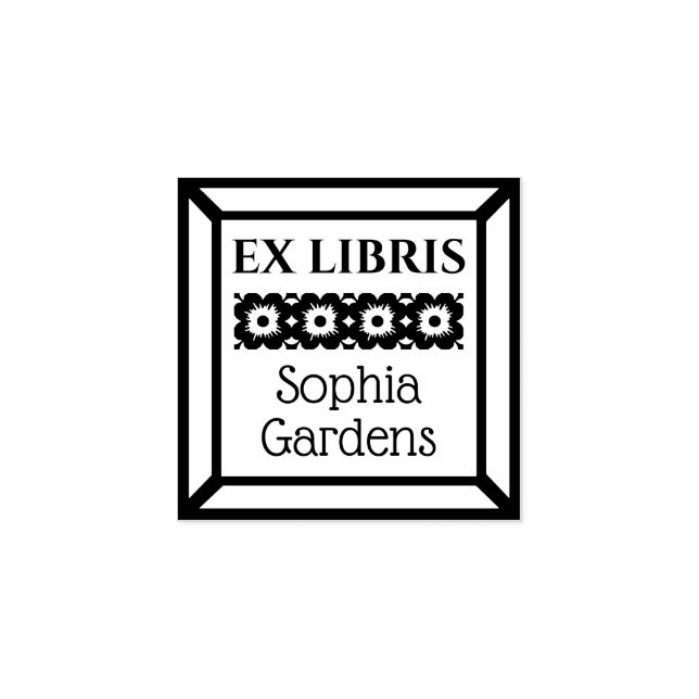 Carimbo De Borracha Frame Floral Ex Libris (Impressão)