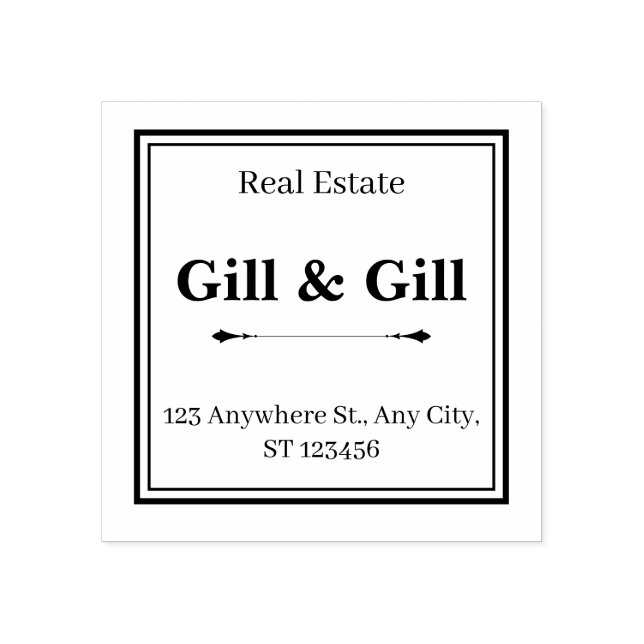 Carimbo De Borracha Framed Business Address Stamp with Company Name (Impressão)