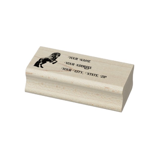 Carimbo De Borracha Friesian/black stallion, Personal Address stamp/3b (Carimbo)