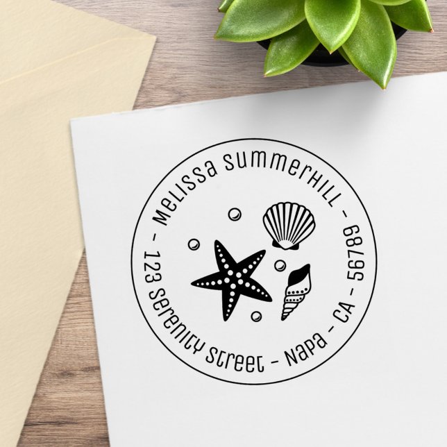 Carimbo De Borracha Frigorífico de Seashell náutico prepara endereço r (Criador carregado)