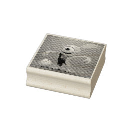 Carimbo De Borracha „Fröhliches Einaugenmonster mit Geisterfreund“