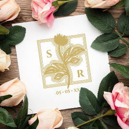 Carimbo De Borracha Frotas sofisticadas Iniciais e Data de Casamento