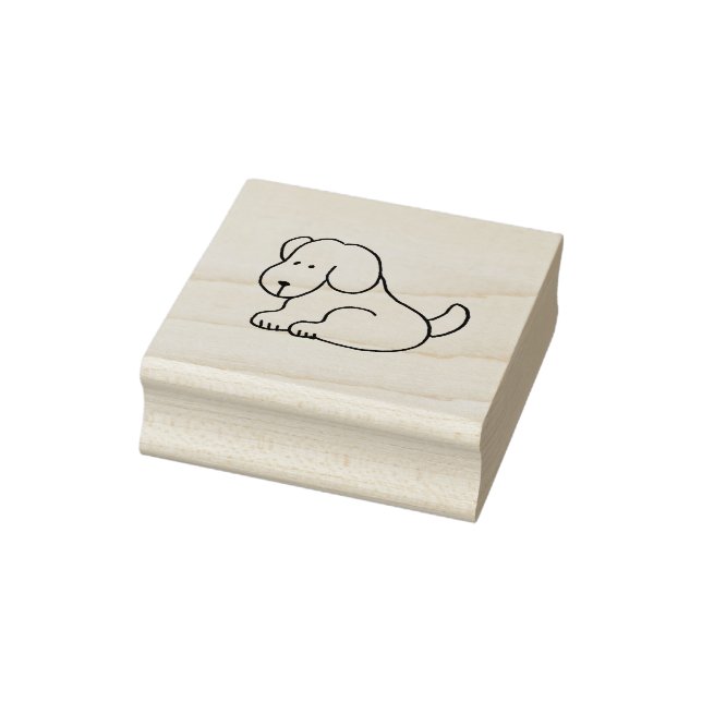 Carimbo De Borracha Funny Cartoon Sitting Dog Wood Art Stamp (Carimbo)