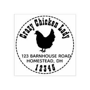 Carimbo De Borracha Funny Chicken Lady Silhouette Return Address Farm 