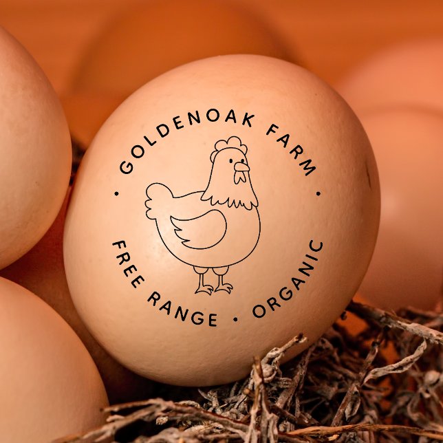 Carimbo De Borracha Galinha de Fazenda Fresca Personalizada de Galinha (Criador carregado)