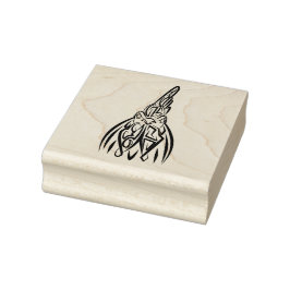 Carimbo De Borracha Galo Tribal Negro e Branco